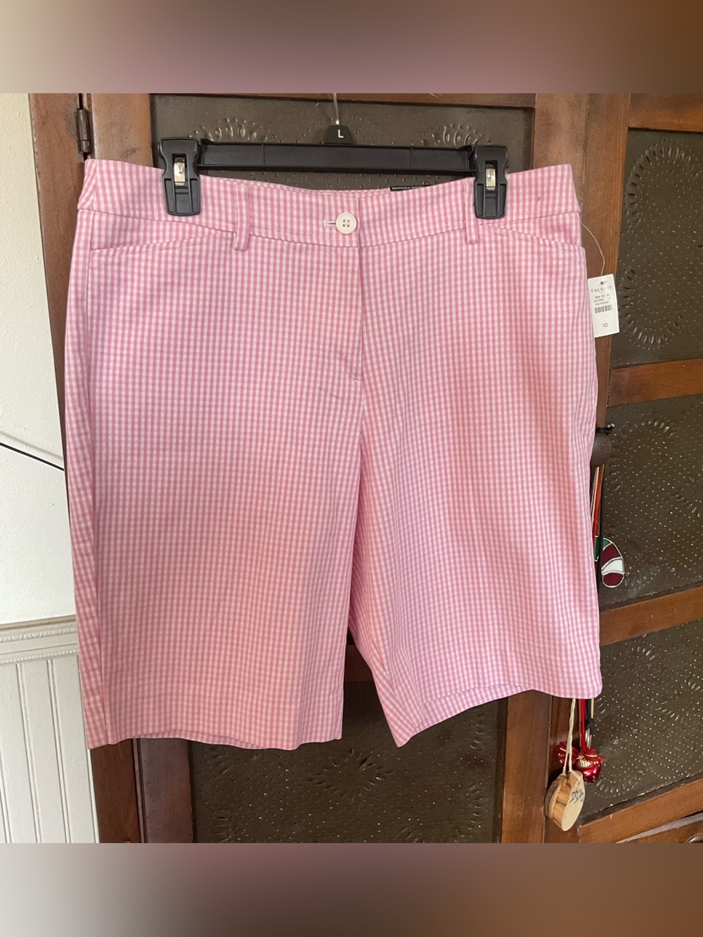 Talbots Pink Plaid Bermuda Shorts 10 NWT
